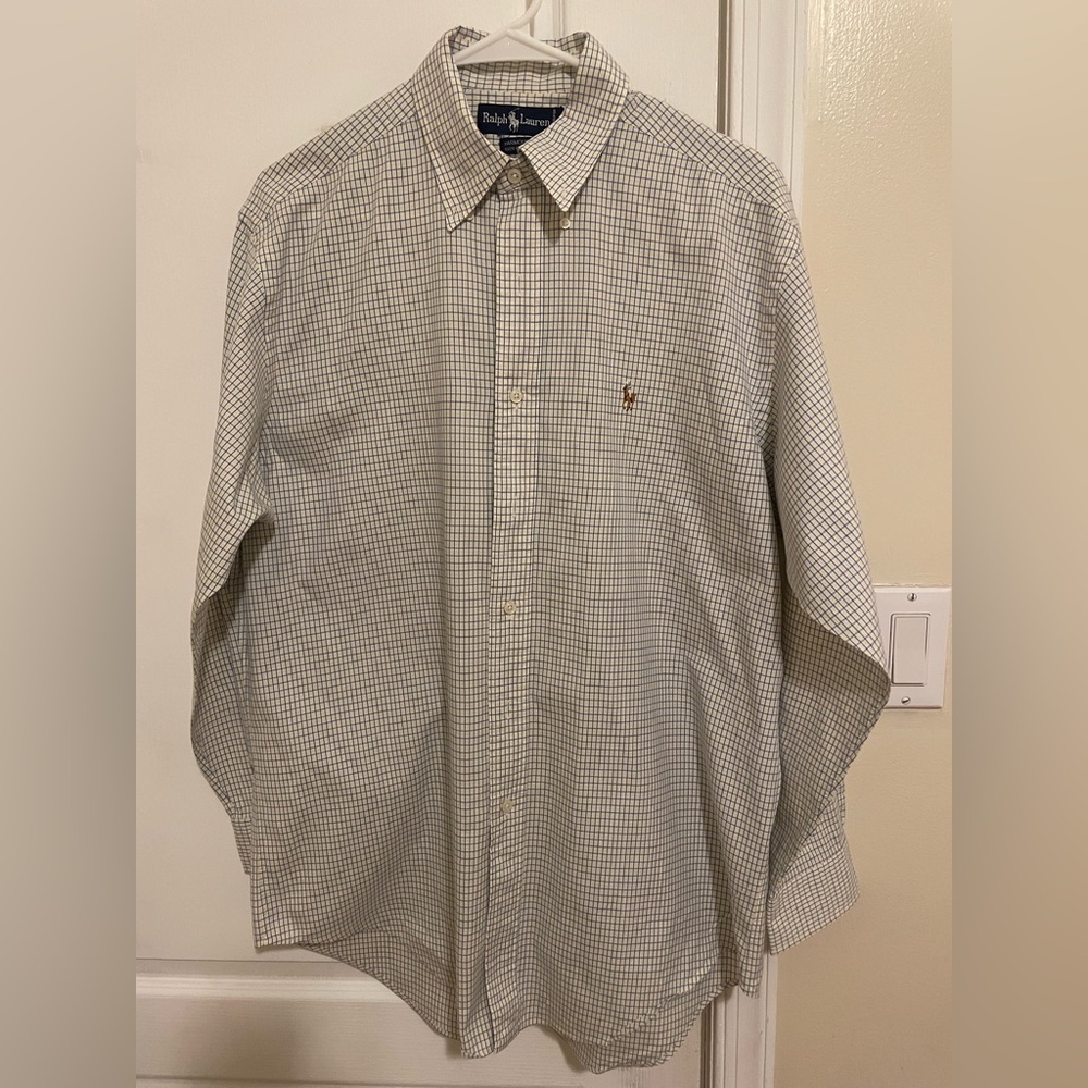 Ralph Lauren plaid Yarmouth Cotton L/S button down shirt 15 1/2 -33